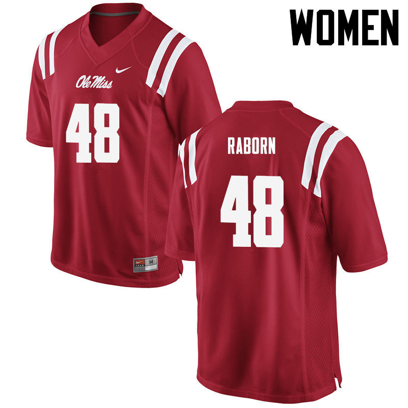 Women Ole Miss Rebels #48 Jack Raborn College Football Jerseys-Red - Click Image to Close